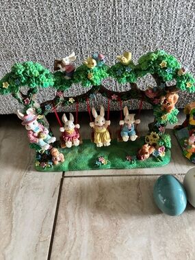 Easter Cute Bunny Swing Playset Figurine - home